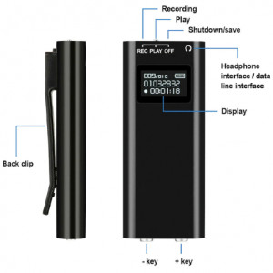 Mini professzionális hangrögzítő iUni SpyMic REP05, 8 GB belső memória, MP3 Player - Img 11