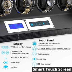 Óratartó doboz az ujjlenyomattal iUni, Luxury Watch Winder 12 Mahagóni-Fekete - Img 2
