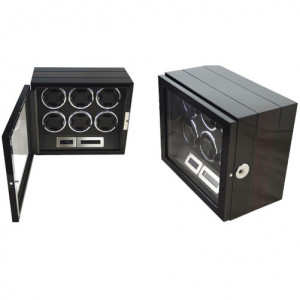 Óratartó doboz az ujjlenyomattal iUni, Luxury Watch Winder 6, Mahagóni-Fekete - Img 10