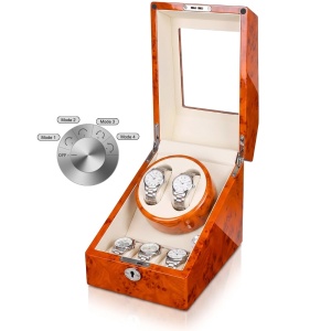 Óratartó doboz iUni Watch Winder 2 + 3 tárolóhely, Aranysárga