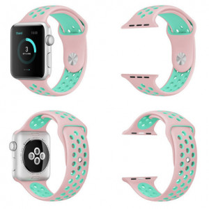 Apple Watch 1/2/3/4/5/6/7 sport szíj 40 mm szilikon sport iUni Rózsaszín-Kék - Img 7