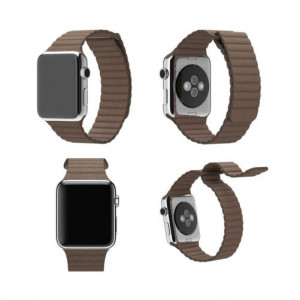 Apple Watch 1/2/3/4/5/6/7 szíj 42 mm iUni szerves bőr Barna - Img 8