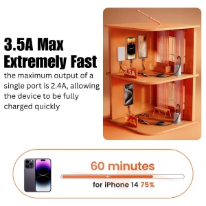 Gyorstöltő kábel 5 az 1-ben, iUni B18, 100 W, gyorstöltés, 120 cm, USB-A/USB-C – Micro-USB, Lightning, Type-C, iPhone, Samsung, Huawei, Xiaomi, Airpods, MacBook - Img 4