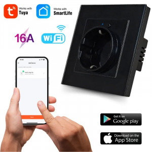 iUni SS1 intelligens aljzat, WiFi, 16A, fogyasztásfigyelés, Smart Life / Tuya APP, Alexa/Google Assistant kompatibilis, Fekete - Img 2