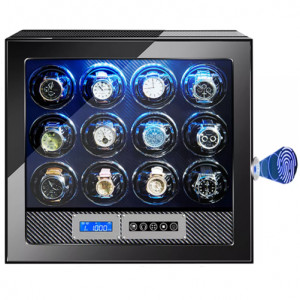 Óratartó doboz az ujjlenyomattal iUni, Luxury Watch Winder 12, Carbon - Img 7