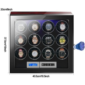 Óratartó doboz az ujjlenyomattal iUni, Luxury Watch Winder 12 Mahagóni-Fekete - Img 3