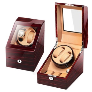 Óratartó doboz iUni Watch Winder 2 + 3 tárolóhely, Mahagóni-Mandarin - Img 9
