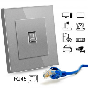 RJ45 internet aljzat, Cat6, biztonságos üvegkeret, iUni SD, Ezüst - Img 2