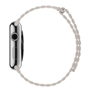 Apple Watch 1/2/3/4/5/6/7 szíj 42 mm iUni szerves bőr Fehér - Img 6