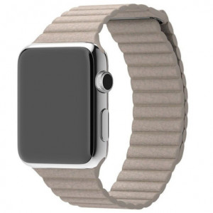 Apple Watch 1/2/3/4/5/6/7 szíj 42 mm iUni szerves bőr Khaki - Img 5