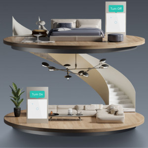 iUni 1F intelligens érintőkapcsoló létra/keresztfej, Wi-Fi, edzett üveg, LED - Img 3