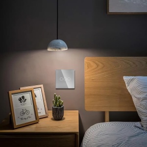 iUni 3F érintőkapcsoló, üvegbiztos, LED, ezüst - Img 9