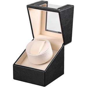 iUni Óraforgató Doboz 1db Órához, Watch Winder, Fekete-Krém - Img 9