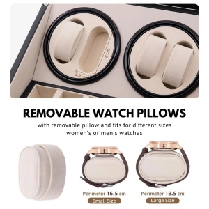 iUni Óraforgató Doboz 4db Órához + 6 Tárolóhely, Watch Winder, Fekete-Krém - Img 4