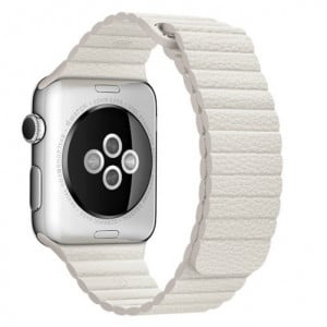 Apple Watch 1/2/3/4/5/6/7 szíj 42 mm iUni szerves bőr Fehér - Img 1
