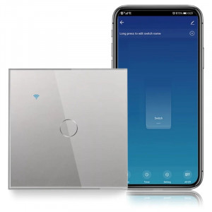 Intelligens érintőkapcsoló, WiFi, biztonsági üveg, iUni 1G, 10A, LED, Ezüst - Img 2