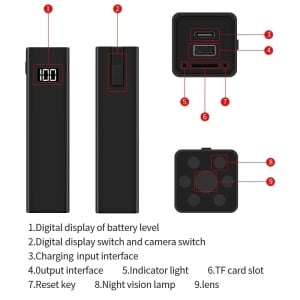 kamera Wi-Fi iUni W25, Külső Akkumulátor, 8GB, 3600mAh, Full HD, Éjjellátó - Img 9