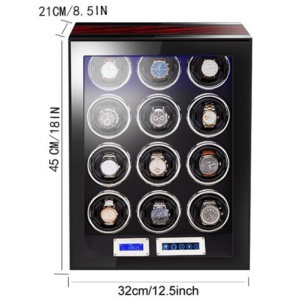 Óratartó doboz iUni Luxury Watch Winder 12, Mahagóni-Fekete - Img 3