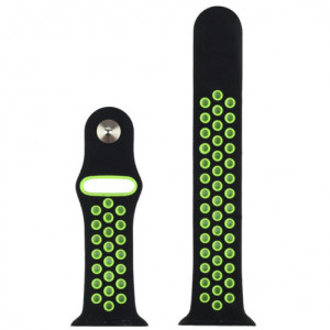 Apple Watch 1/2/3/4/5/6/7 sport szíj 38 mm szilikon sport iUni Fekete-Zöld - Img 3