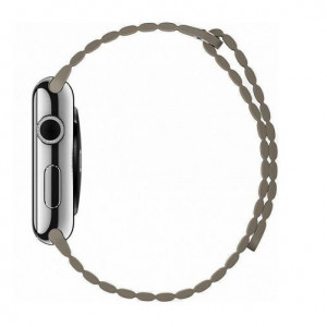 Apple Watch 1/2/3/4/5/6/7 szíj 42 mm iUni szerves bőr Khaki - Img 7