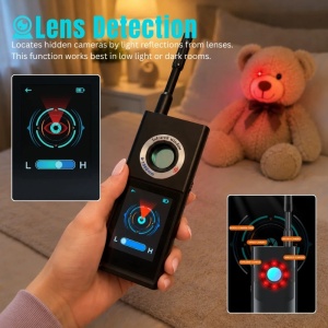 iUni F888 kamerák, kémmikrofonok és GPS-lokátorok detektora, OLED érintőképernyő, Smart AI, betörésjelző, 50–8000 MHz - Img 5