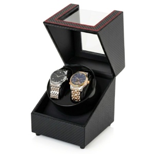 iUni Óraforgató Doboz 2db Órához, Watch Winder, Fekete szén - Img 2