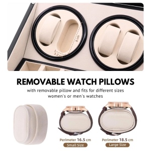 iUni Óraforgató Doboz 4db Órához + 6 Tárolóhely, Watch Winder, Mahagóni-Krém - Img 4
