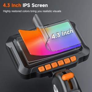 iUni VSP43-D Ipari Autóipari Vizsgálókamera, 180°-ban Forgatható, Joystick Vezérlésű, 4,3"-os IPS Képernyő, 1.5m Kábelhossz, 1080P, 8 Állítható LED, 8,5 mm-es Objektív, IP67 Vízállóság, 3000mAh - Img 4