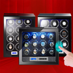 Óratartó doboz az ujjlenyomattal iUni, Luxury Watch Winder 12, Carbon - Img 11