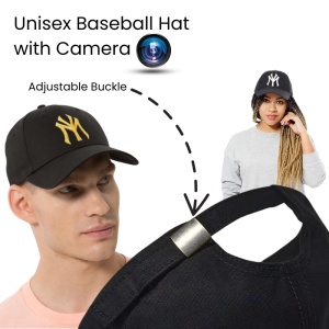 Rejtett kémkamera baseball sapkában, iUni H15, Wi-Fi, 32GB, Full HD, Audio-Video rögzítés, Fénykép, Fekete-Arany - Img 6