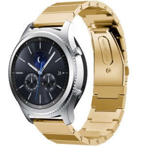 Samsung fém okosóra szíj, Gear S3, iUni 22 mm rozsdamentes acél, link karkötő Aranysárga - Img 5