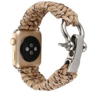 Apple Watch 1/2/3/4/5/6/7 szíj 38 mm iUni Elastic Paracord Rugged Nylon kötél, Krém - Img 1