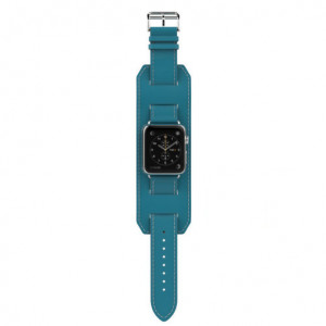 Apple Watch 1/2/3/4/5/6/7 szíj 42 mm szerves bőr iUni Cuff Kék - Img 5