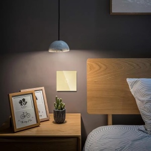 iUni 1F érintőkapcsoló létrafejjel, keresztfejjel, üveg, LED, aranyozott, Aranyszín - Img 5