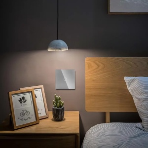 iUni 1F érintőkapcsoló, üveg, LED, ezüst - Img 4