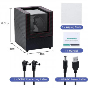 iUni automata óratekercselő, Watch Winder 2, fekete szén-dioxid - Img 12