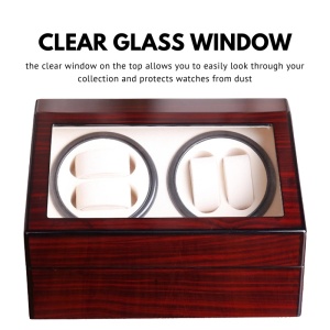 iUni Óraforgató Doboz 4db Órához + 6 Tárolóhely, Watch Winder, Mahagóni-Krém - Img 5