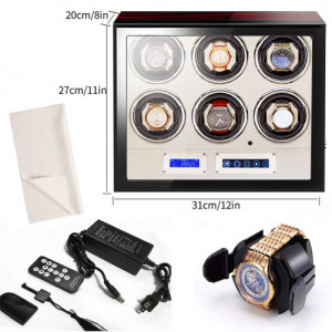 Óratartó doboz iUni Luxury Winder 6, Mahagóni-Krémszínű - Img 4