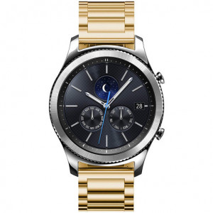 Samsung fém okosóra szíj, Gear S3, iUni 22 mm rozsdamentes acél, Aranysárga - Img 7