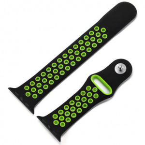 Apple Watch 1/2/3/4/5/6/7 sport szíj 40 mm szilikon sport iUni Fekete-Zöld - Img 3