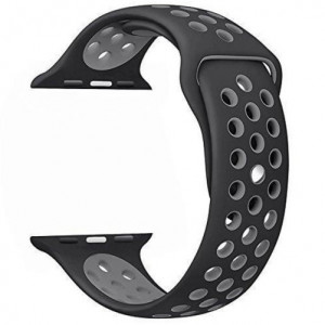 Apple Watch 1/2/3/4/5/6/7 sport szíj 40 mm szilikon sport iUni Fekete-Ezüst - Img 5