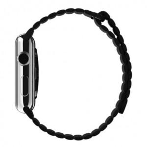 Apple Watch 1/2/3/4/5/6/7 szíj 38 mm iUni szerves bőr Fekete - Img 6