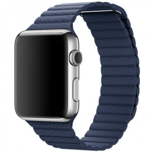 Apple Watch 1/2/3/4/5/6/7 szíj 42 mm iUni szerves bőr Sötétkék - Img 3
