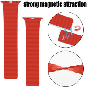 Apple Watch Apple Watch 1/2/3/4/5/6/7 kompatibilis szíj, iUni Magnetic Silicone, 40mm, Piros - Img 7