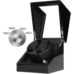 iUni Óraforgató Doboz 2db Órához, Watch Winder, 4 Programok, Fekete - Img 12