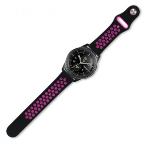 Okosóra óraszíj iUni, Gear S2 Sport 20 mm Szilikon Fekete/Rózsaszín - Img 5