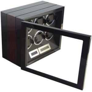 Óratartó doboz az ujjlenyomattal iUni, Luxury Watch Winder 6, Mahagóni-Fekete - Img 4
