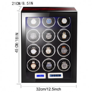 Óratartó doboz iUni Luxury Watch Winder 12, Mahagóni-Fekete - Img 8