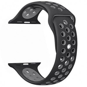 Apple Watch 1/2/3/4/5/6/7 sport szíj 38 mm szilikon sport iUni Fekete-Ezüst - Img 6