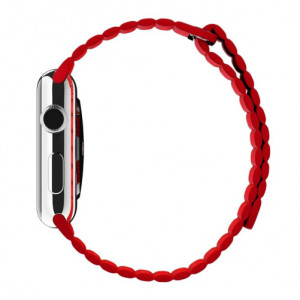 Apple Watch 1/2/3/4/5/6/7 szíj 42 mm iUni szerves bőr Piros - Img 7